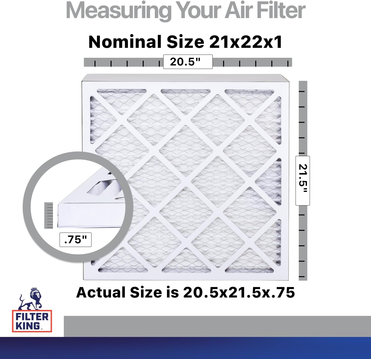 Filter King 21x22x1 Air Filter | 4-PACK | Carbon MERV 8 HVAC Pleated A/C Furnace Filters | MADE IN USA | Actual Size: 20.5 x 21.5 x .75"