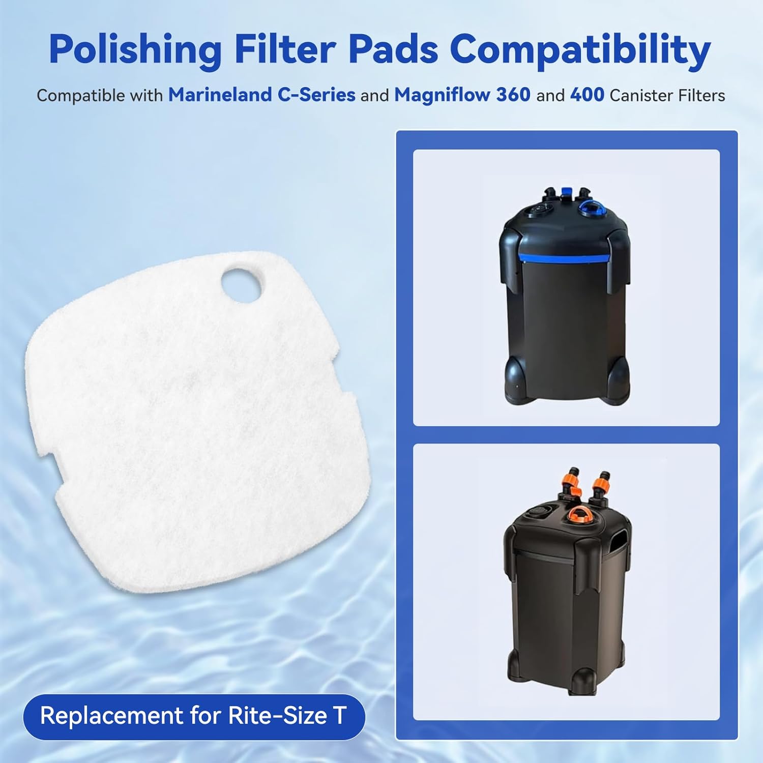 4 Pack Aquarium Polishing Filter Pad Compatible with Marineland C-Series and Magniflow 360 and 400 Canister Filters, Water Polishing Pads Mechanical Filter Media for Aquariums, Replaces Rite-Size T
