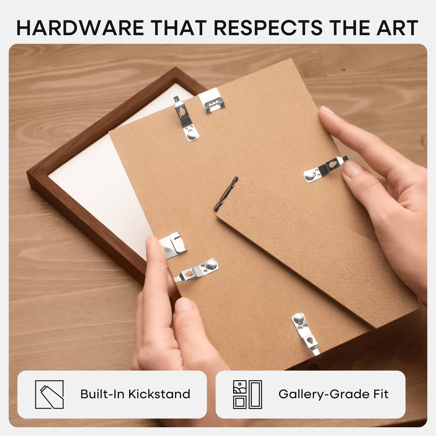 Homeforia 10x10 Picture Frame Brown, High-End Dark Oak 10 x 10 Square Brown Wood Frames with Mat 8 by 8 Photo, 10by10 Wooden Walnut Poster Frame Matted to 8x8 Print, Tempered Glass, Wall Kit, Set of 1
