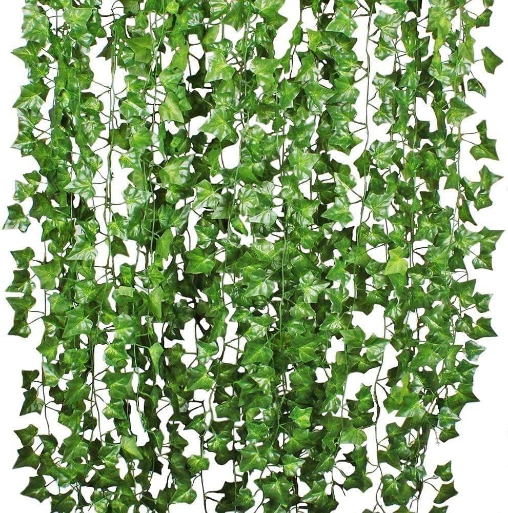 4 Pack 26.24 Feet Artificial Ivy Garland Greenery Garlands Hanging Plant Vine,Fake Ivy Leaves Fake Vines Artificial Ivy, Fake Foliage Flowers for Wedding Wall Decor, Party Room Decor,Green