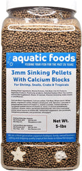 Aquatic Foods Inc. Calcium Blocks Included in These 40% Protein 3mm Sinking Pellets for Shrimp, Snails, Crabs, Catfish, Plecos for All Tropical Fish. Pellets by Zeigler…5-lb Lg Jar