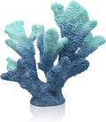 Blue Coral Decor - Faux Artificial Coral Reef Statue, Nautical Tabletop Decoration for Living Room and Home (7.8in Tall)