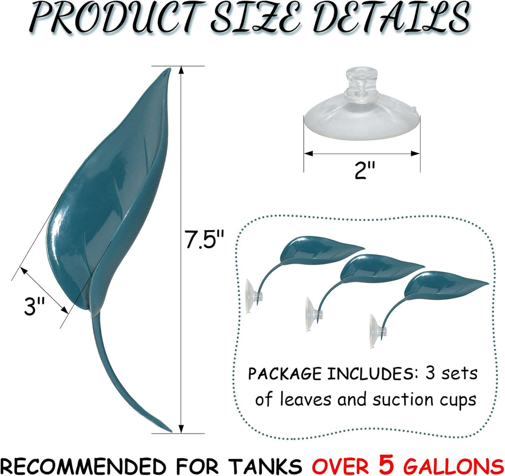 Turtle Basking Platform, 3PCS Tree Frog Tank Accessories, Leaf Shape Bearded Dragon Basking Platform with Suction Cups, Leopard Gecko Tank Accessories, Turtle Tank Decor (Dark Blue)