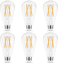 LED Edison Bulbs Dimmable, E26 Bulb 60 watt Equivalent, Soft White 2700K, ST58 Vintage Light Bulbs, 90+ CRI, 6W 600LM, E26 Base, Clear Glass, 6 Pack