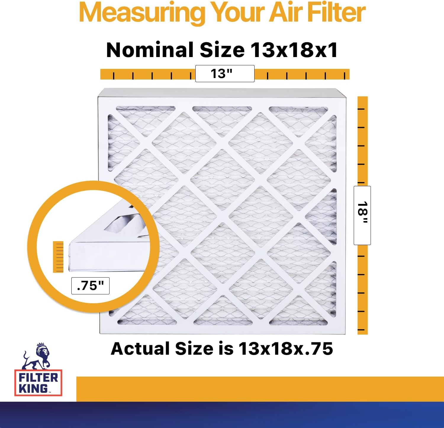 Filter King 13x18x1 Air Filter | 4-PACK | MERV 13 HVAC Pleated A/C Furnace Filters | MADE IN USA | Actual Size: 13 x 18 x .75"