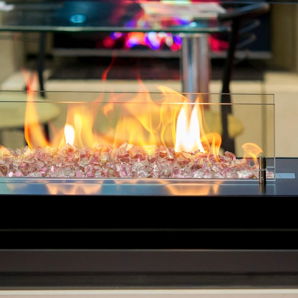 Onlyfire 10 pounds Fire Glass for Propane Fire Pit and Gas Fireplace, 1/2 Inch Reflective Firepit Glass Rocks for Fire Pit Table and Fire Bowl, High Luster Rose Gold