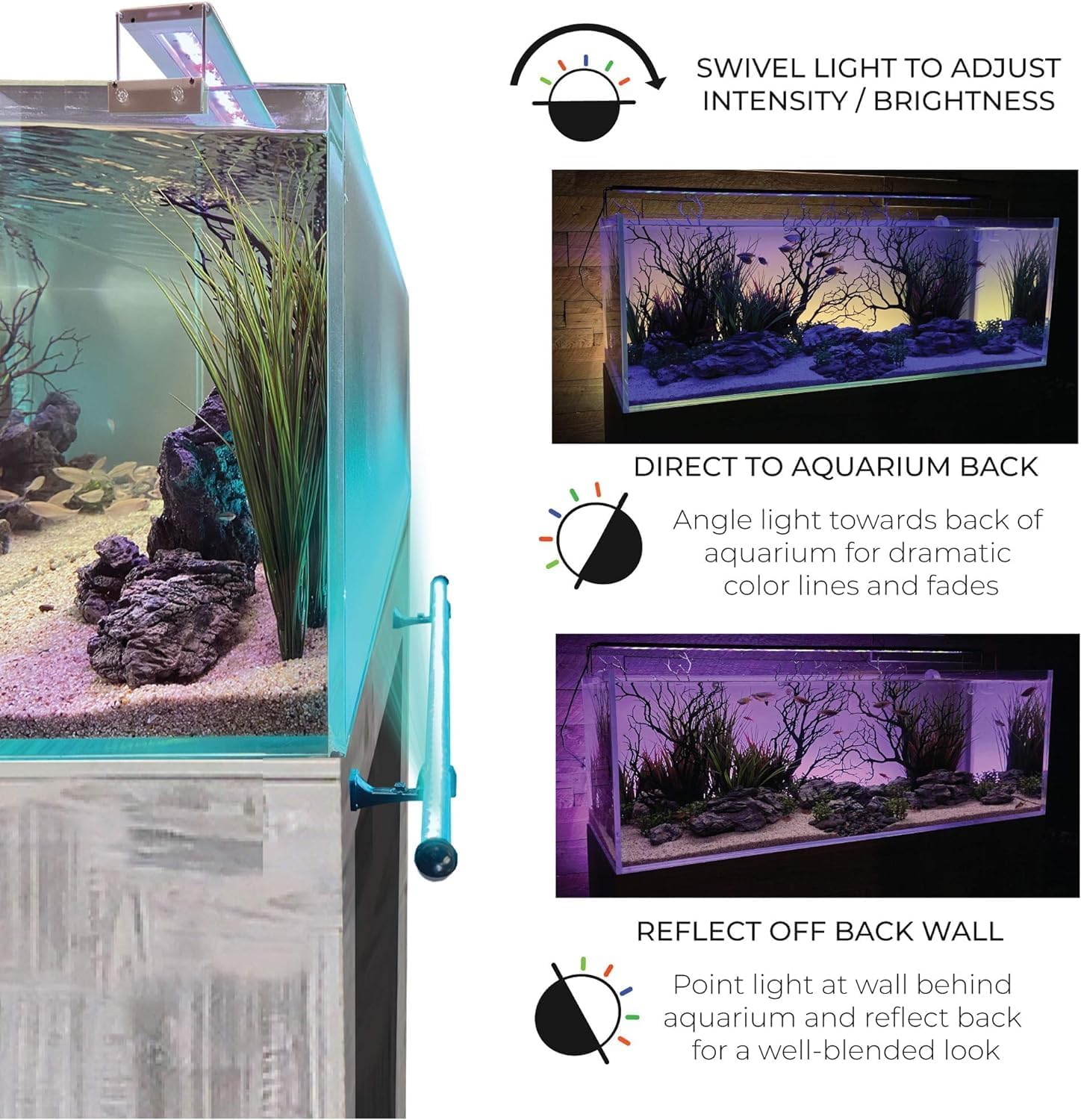 ColorCast Aquarium Background LED Light Kit with Frosted Background Film | Smartphone and Voice Control | 24/7 Timers | Alexa and Google Home | for Aquariums, Terrariums and Vivariums | 32"-48"