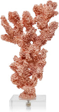 Coral Beach Decor, Artificial Resin Coral Reef Statue, Coastal Room Decor Beach Decorations for Home Bathroom Bedroom,Ocean Themed Decor for Office,Aquarium,5.2''Lx9.5''H, RB1002P, Pink