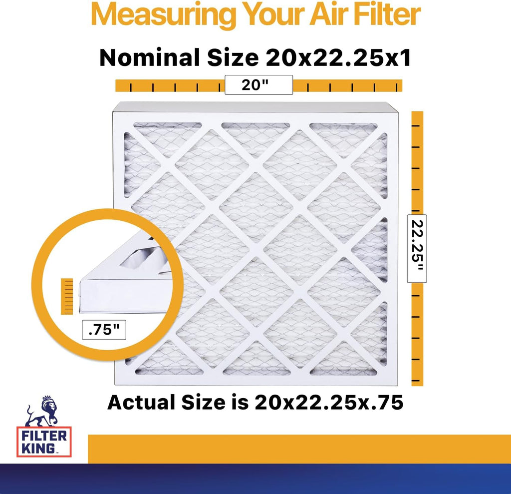 Filter King 20x22.25x1 Air Filter | 4-PACK | MERV 13 HVAC Pleated A/C Furnace Filters | MADE IN USA | Actual Size: 20 x 22.25 x .75"