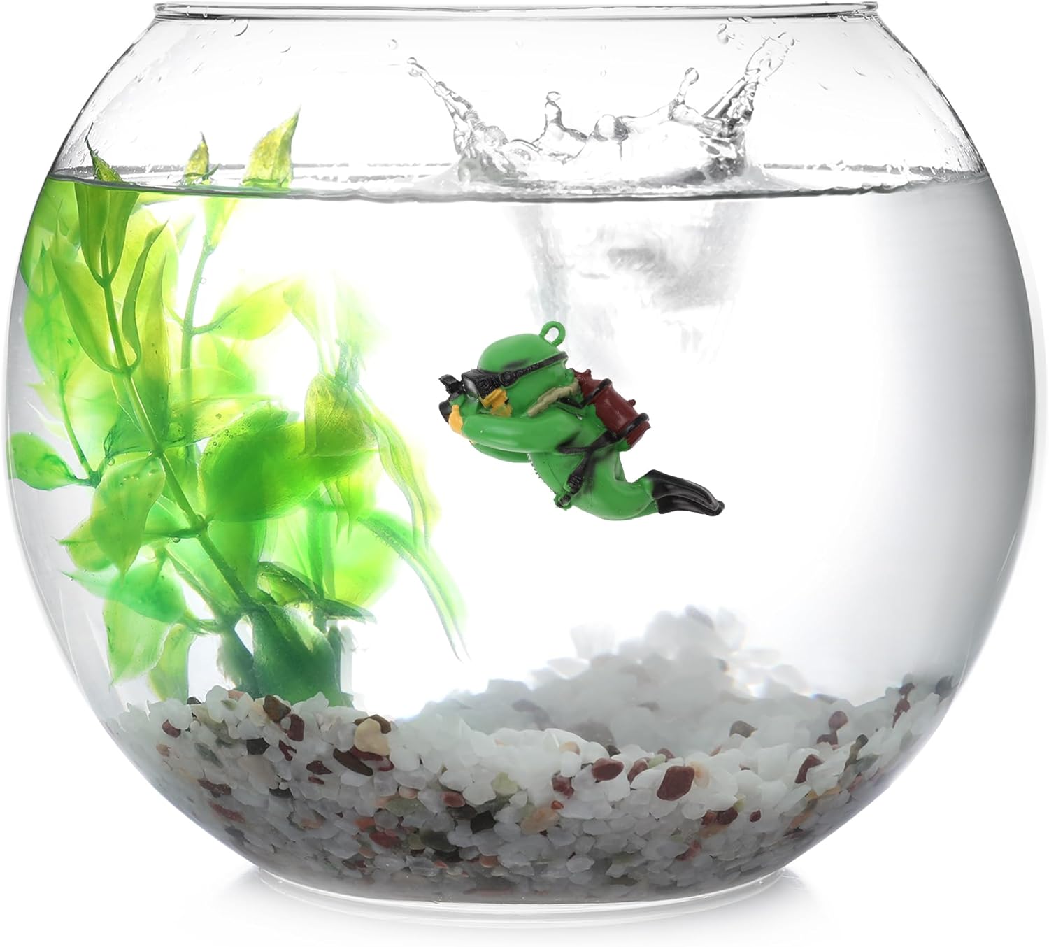 Diver Aquarium Decorations, Floating Diver Fish Tank Decorations, Floating Cartoon Diver Decor, Fun Floating Fish Decoration, PVC Diver Decor, Green, 1 Set