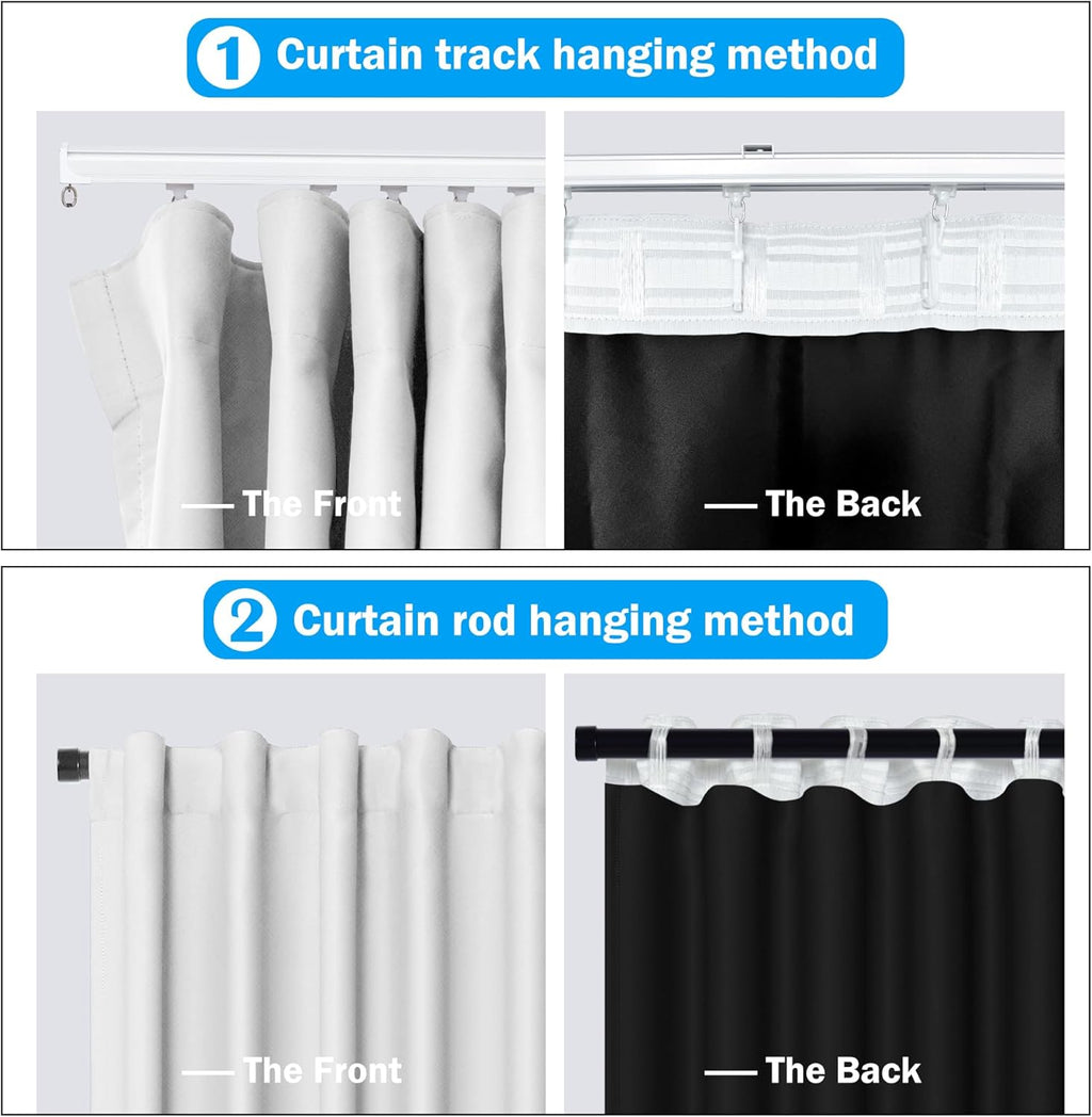 Room Divider Curtains Total Blackout Privacy Curtain Panel Room Thermal Insulated Noise Reduction Curtains for Bedroom Window Living Room Ceiling Track Curtain W 10 ft × H 9 ft White