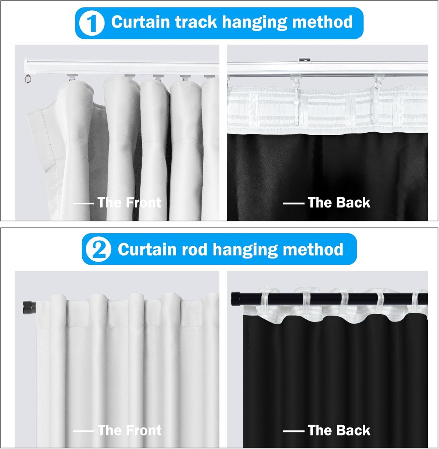 Room Divider Curtains Total Blackout Privacy Curtain Panel Room Thermal Insulated Noise Reduction Curtains for Bedroom Window Living Room Ceiling Track Curtain W 12.5 ft × H 7 ft White