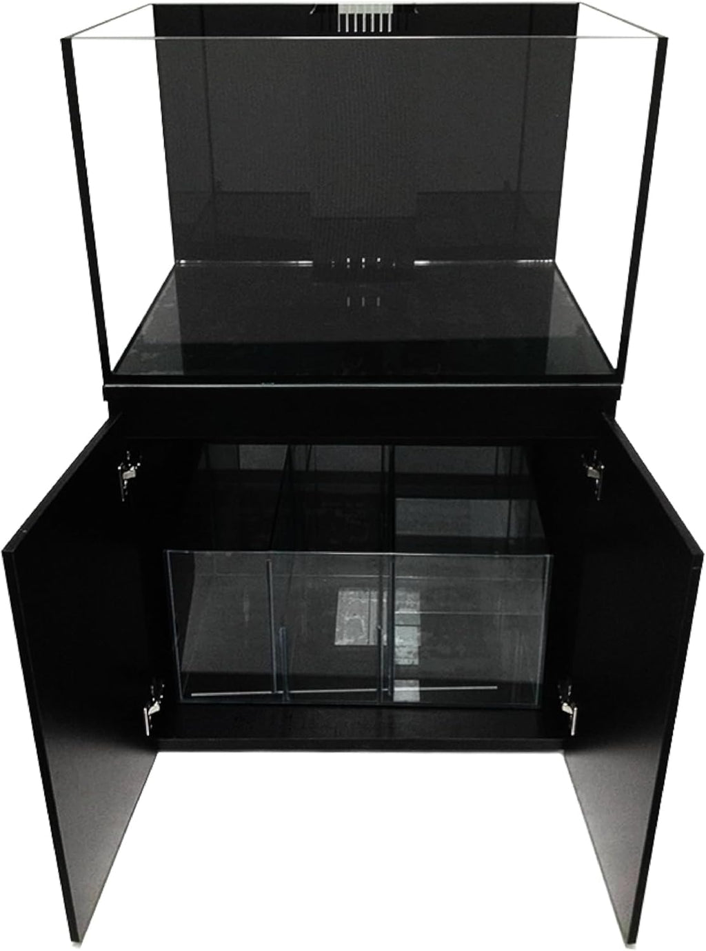 120G-GO 120 Gallon SC Aquariums 48x24x24 12mm Plug N Play System with Maple Black Wood Cabinet