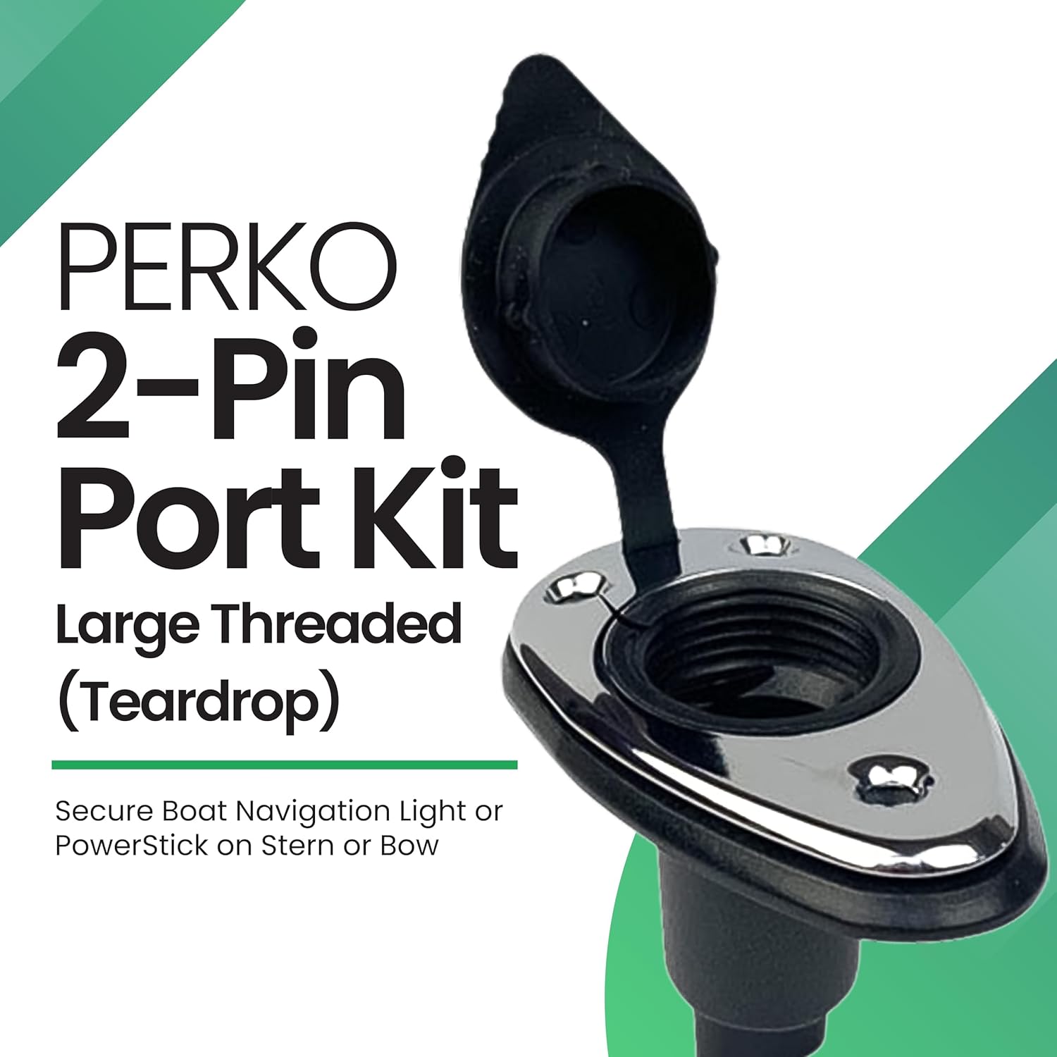 YOLOtek Veteran Owned - PERKO Port Kit (Teardrop) - Threaded Base Secure Boat Navigation Lights for Stern or Bow - Boat Accessories