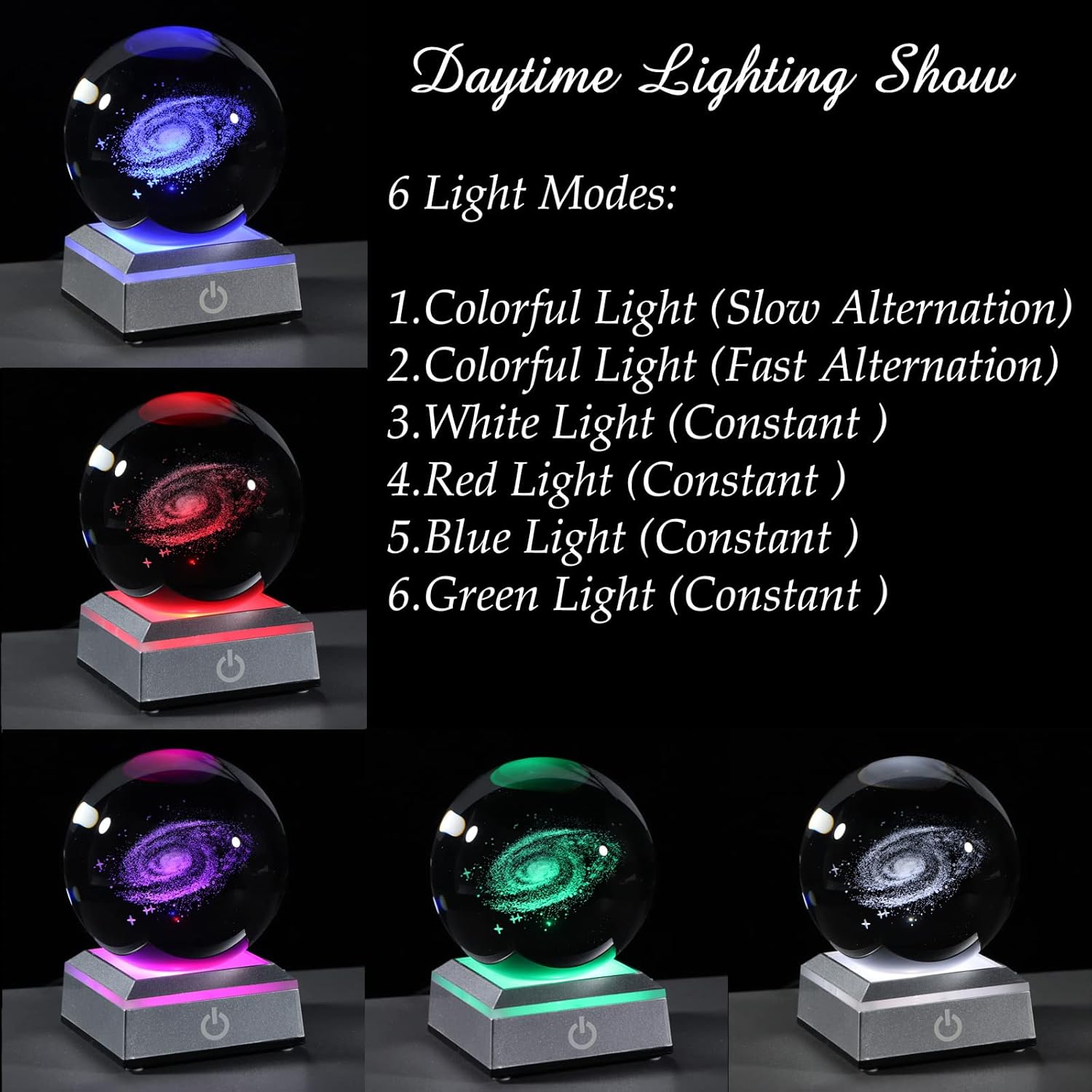 3d Galaxy Model Crystal Ball Led Lamp Base - Space Decor World Globe Planets Sphere Night Light 80mm 3.15 Inch - Solar System Decor Best Birthday Astronomy Gifts For Men Physics Science Teacher
