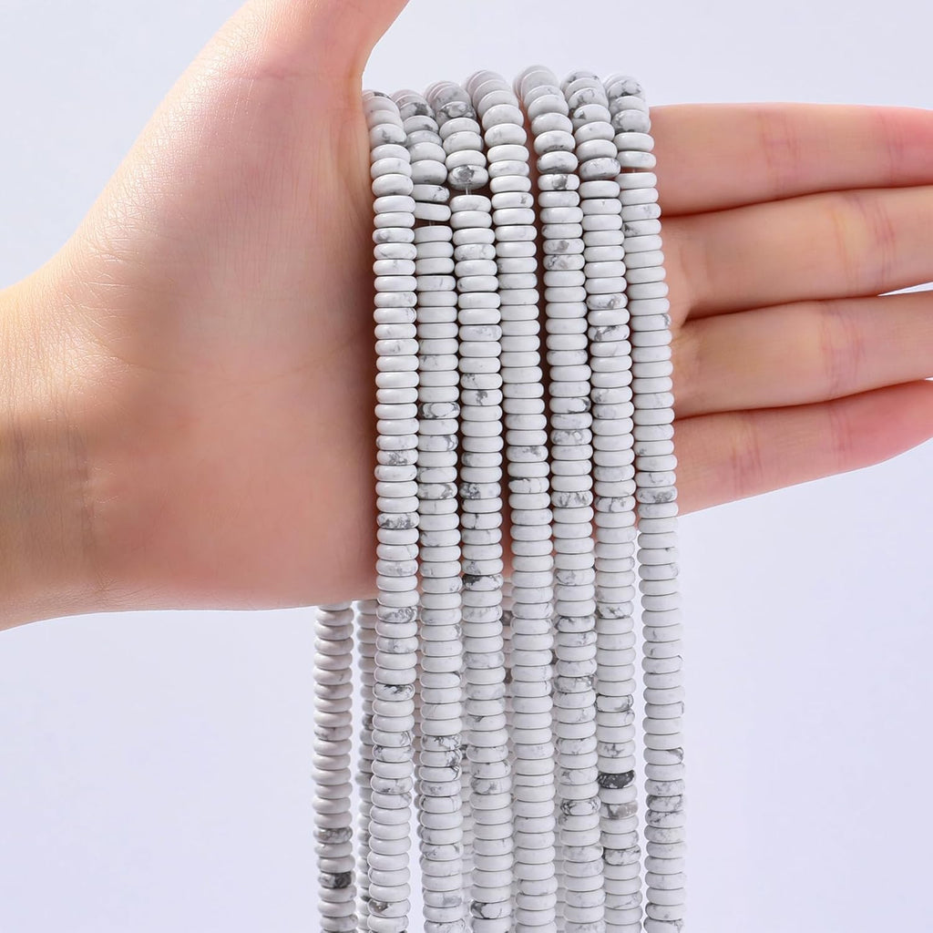 Natural White Howlite Disk Stone Spacer Beads 6x2mm 38cm/str Flat Rondelle Loose Semi Gemstone Caps for Making Bracelets Necklace