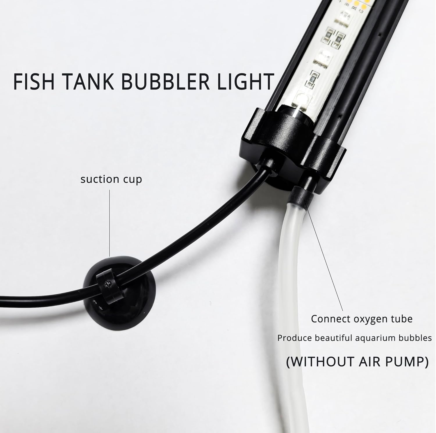 LED Aquarium Lights for Fish Tank,Submersible Fish Tank Light with Air Bubbler Hole Bubble Wall RGB Color Changing Brightness Adjustable Waterproof Remote Control Bubble Tube Light,7W 26inch