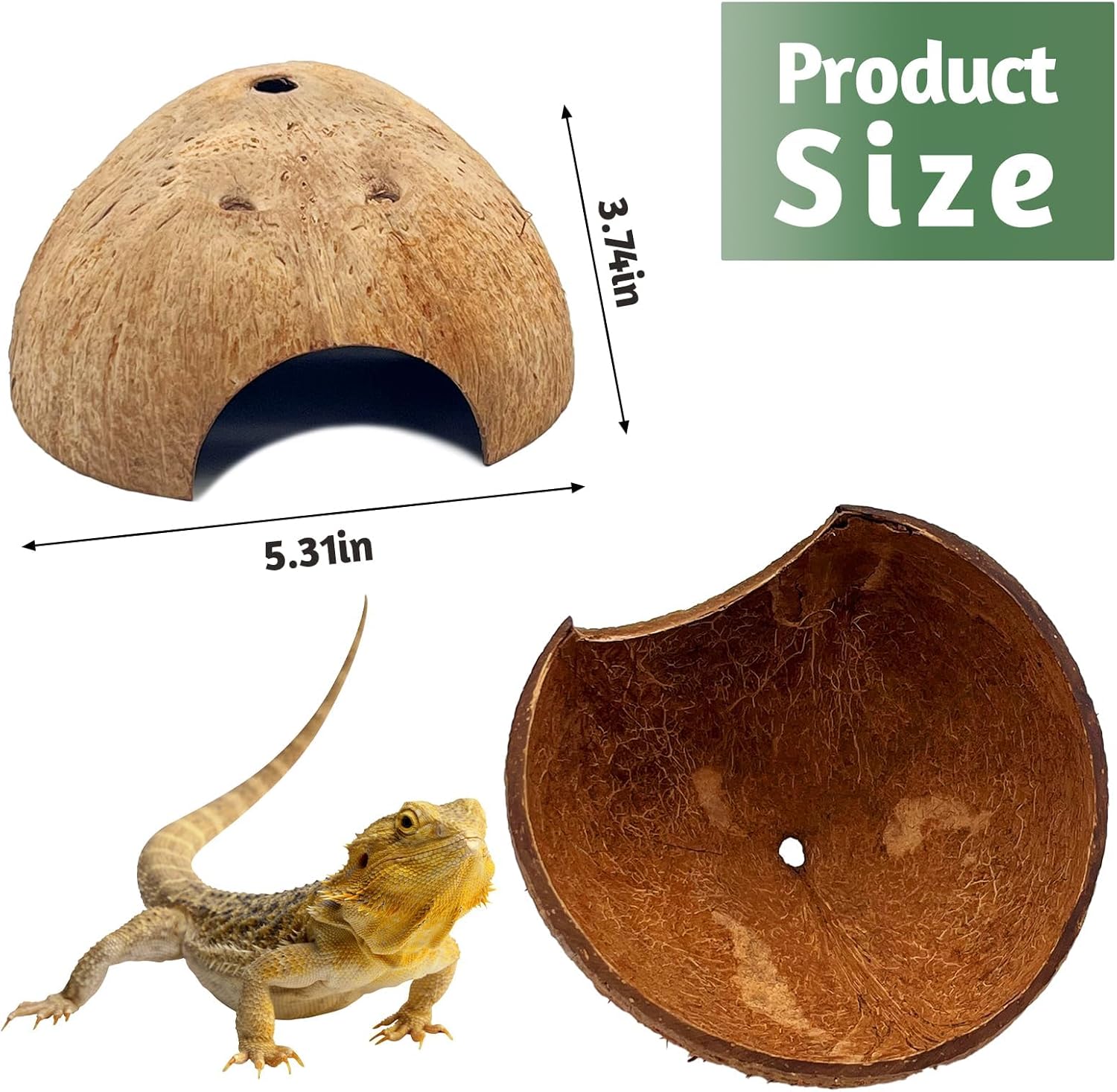 PINVNBY 6 PCS Natural Coconut Reptile Hideouts Lizard Coco Hut Hermit Crab Hut Aquarium Fish Hide Cave Spider Snail Climber Toys