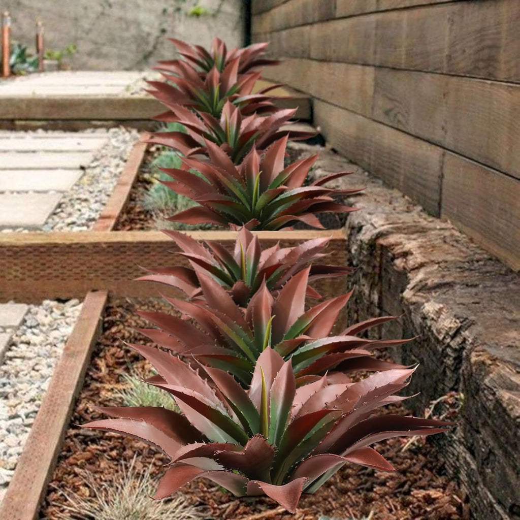 JUSTOYOU Large Artificial Succulents Aloe Plants Real Touch Fake Flowers Unpotted for Home Wedding Festival Arrangement (1, Green-Red)