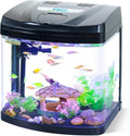 4 Gallon Glass Aquarium Starter Kit with Flip-Top Feeding Port for Betta Fish: Crystal Clear 360° Viewing, Eco-Cycle Filtration, Air Pump, and LED Lighting