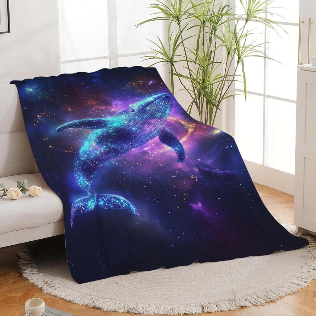 Whale Throw Blanket Universe Galaxy Whale Stuff Gifts for Kids Girls Boys Adults Women Man Soft Cozy Warm Plush Fluffy Fuzzy Fleece Blanket Decor 40''X50''