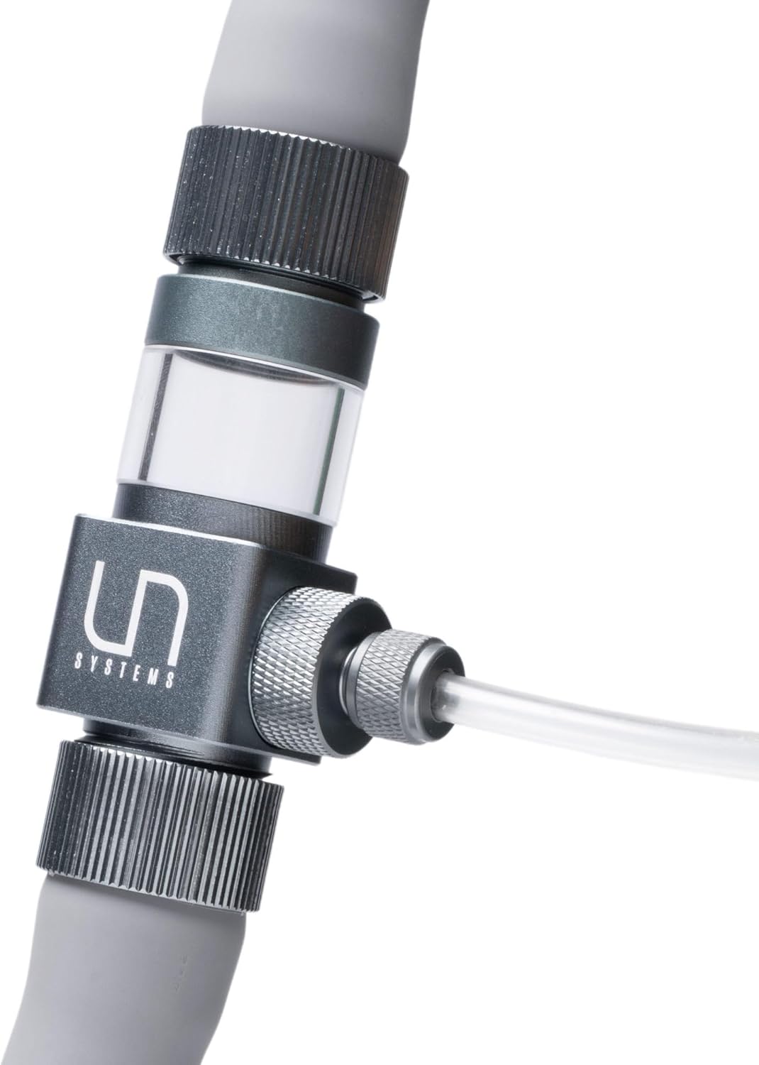 UNS Pro Inline CO2 Diffuser - Aluminum, High Gas Dissolution Diffuser for Freshwater Planted Aquarium - Aquascaping Tank External Canister Filter Accessory for 1/2in or 12ID Tubing - Space Gray, 12mm