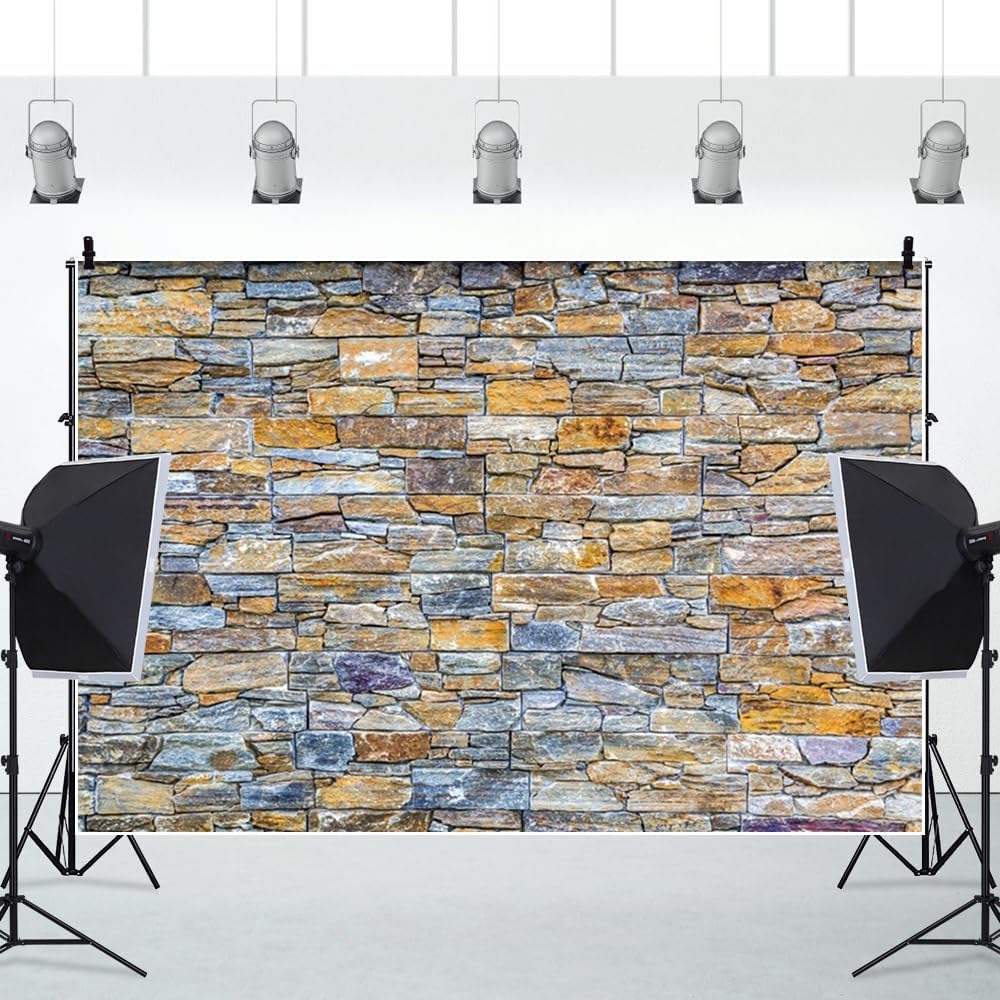ChloropLastid 12x10ft Brick Wall Backdrop Retro Art Blue Brick Wall Background Rural Style Wall Texture Countryside Photography for Newborn Birthday Baby Shower Party Decorations