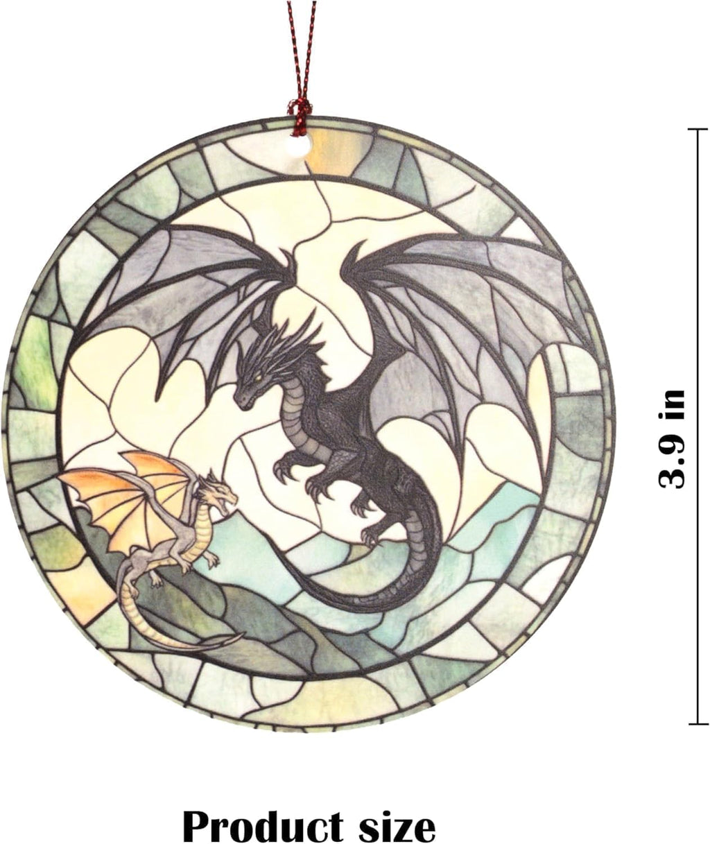 Dragon Ornament, Fantasy Acrylic Round Ornament with Two Dragons, Gothic Home Decoration, Mythical Creature Christmas Ornament 2025, Unique Gift for Dragon Lovers, Fantasy Decor for Men and Women