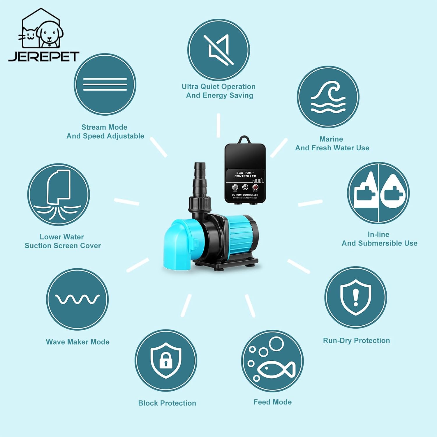 320GPH Mini Aquarium DC Water Pump with Controller, DC24V 12W Submersible Return Pump for Fish Tank,for 20g to 50g nano desktop Aquariums,Fountains,Sump,Hydroponic