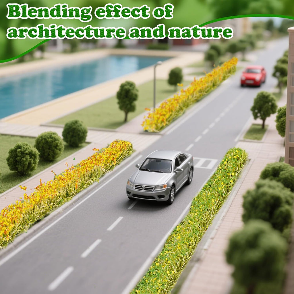 Warmtree 24 Pcs Static Grass Bushy Tufts Lowland Shrubs Model Kit Scenery Model DIY Miniature for Train Landscape Railroad Scenery Sand Military Layout Model War Gaming Terrain Diorama Supplies