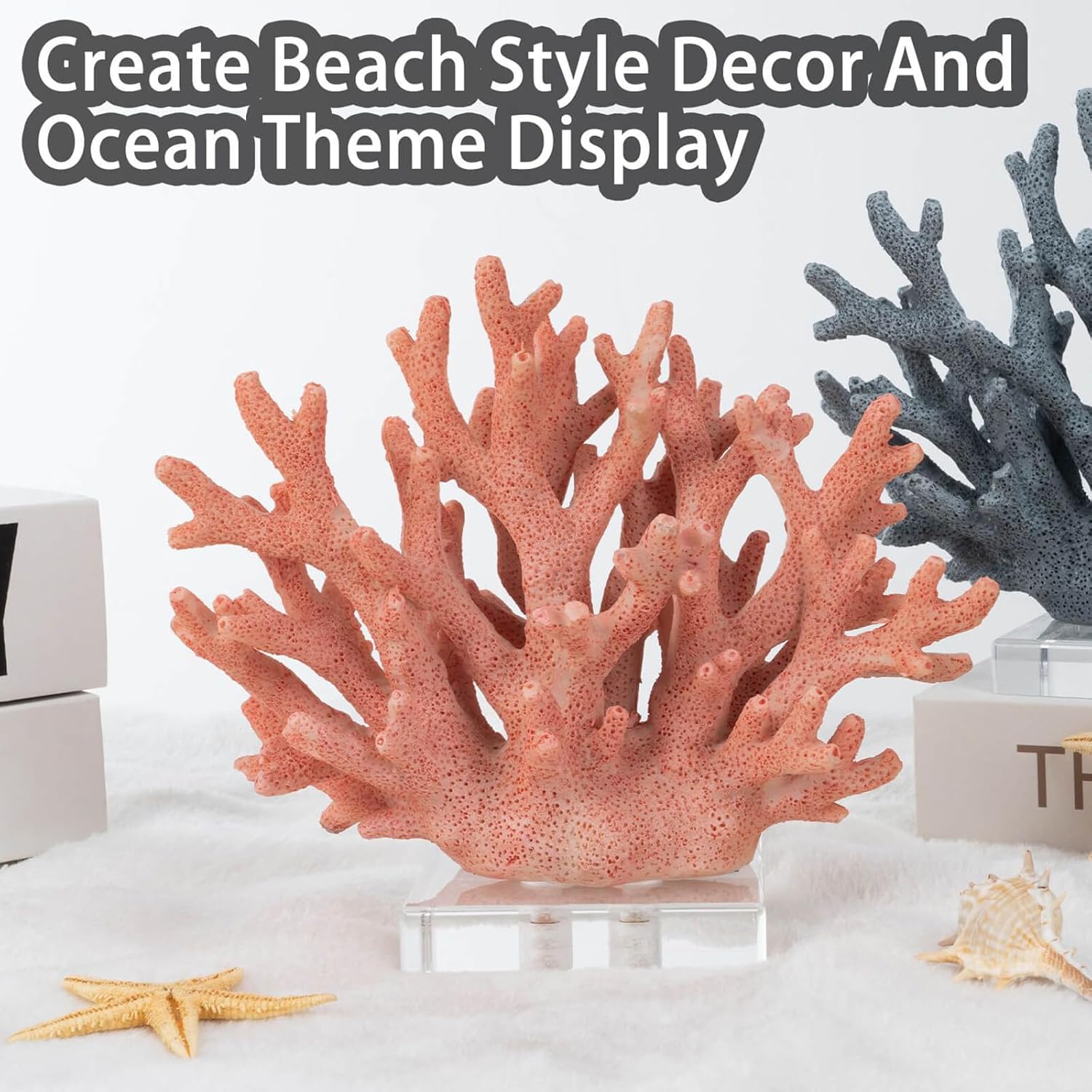Coral Reef Decor Faux Coral Decor Resin Coral Home Decoration Coral Standing Décor Coral Sculpture with Acrylic Base Pink