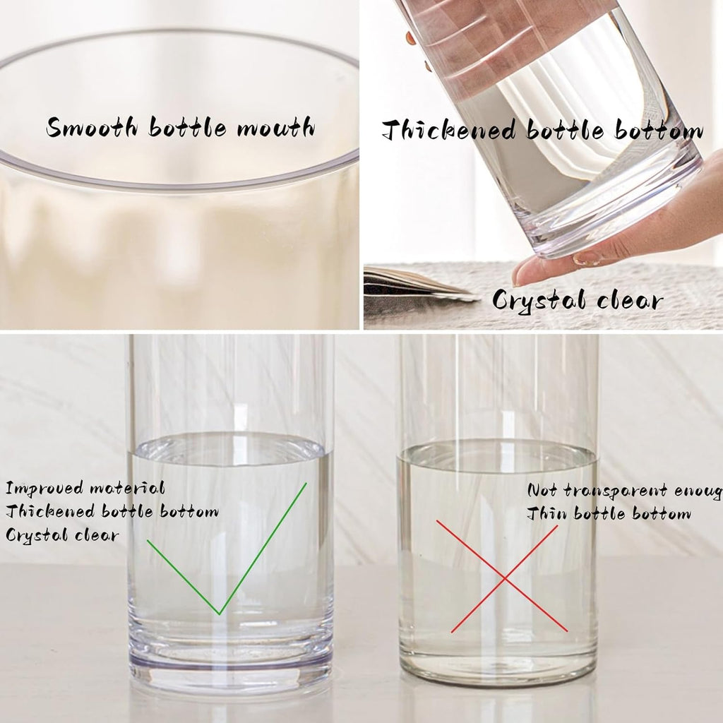 3 Clear Acrylic Cylinder Vase for Centerpieces, Tall Cylinder Plastic Hurricane Vases, Large Unbreakable Flower Vases for Wedding Bouquet (D 4.8" X H 8" + H 10" + H 12" Set of 3 + 2 Holder)