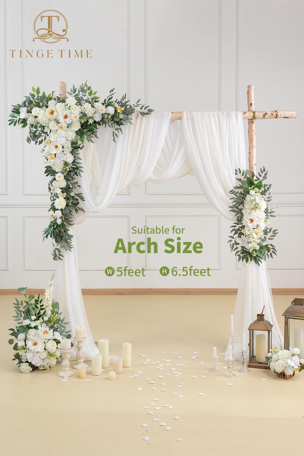 TINGE TIME Artificial Arch Flowers Kit Pack of 5, Wedding Decorations for Reception with Hanging Flowers, Wedding Arch Silk Floral Arrangements Ceremony Backdrop Bridal Shower Outdoor Party Decor