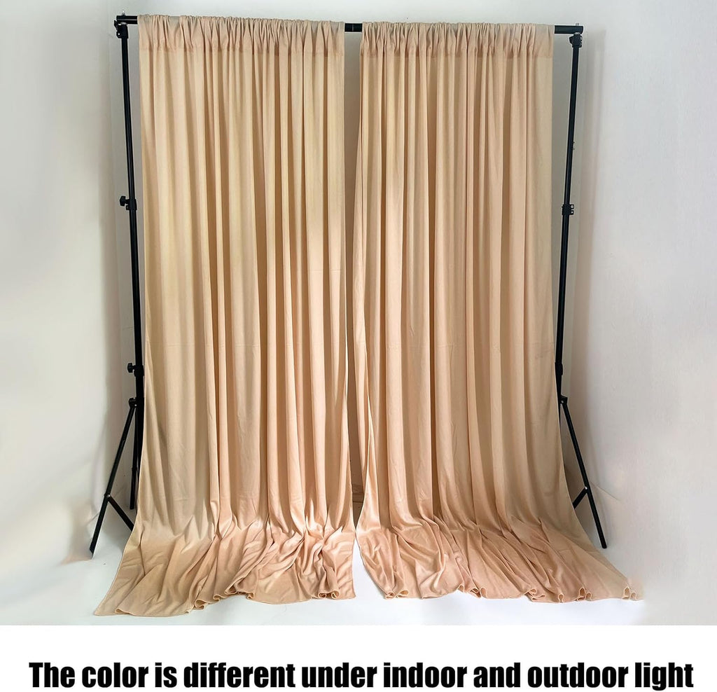 10 x 10 Feet Champagne Backdrop Curtain for Partie, Background Curtains for Photoshoot, Birthday, Wedding, Halloween, Thanksgiving, Christmas Day, New Year Party Decorations 5Ft x 10Ft, 2 Panels