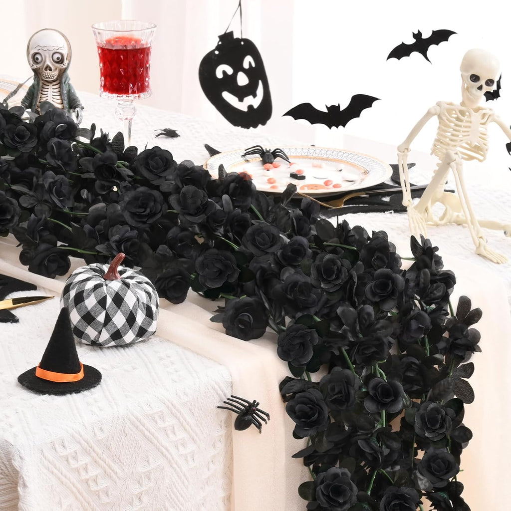 BLEUM CADE 5Pcs 41Ft Flower Garland Artificial Rose Vines for Bedroom, Cute Fake Hanging Flower Vines Floral Garland Decorations for Halloween Wedding Party Wall Room Decor Aesthetic