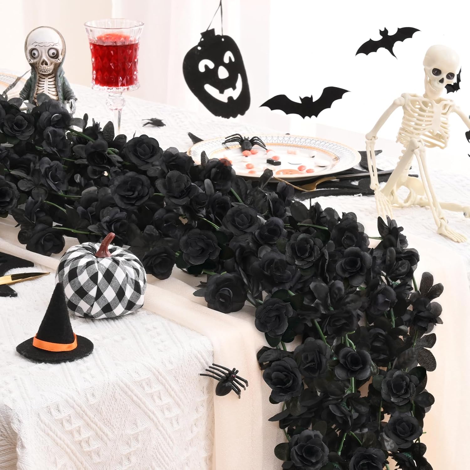 BLEUM CADE 5Pcs 41Ft Flower Garland Artificial Rose Vines for Bedroom, Cute Fake Hanging Flower Vines Floral Garland Decorations for Halloween Wedding Party Wall Room Decor Aesthetic