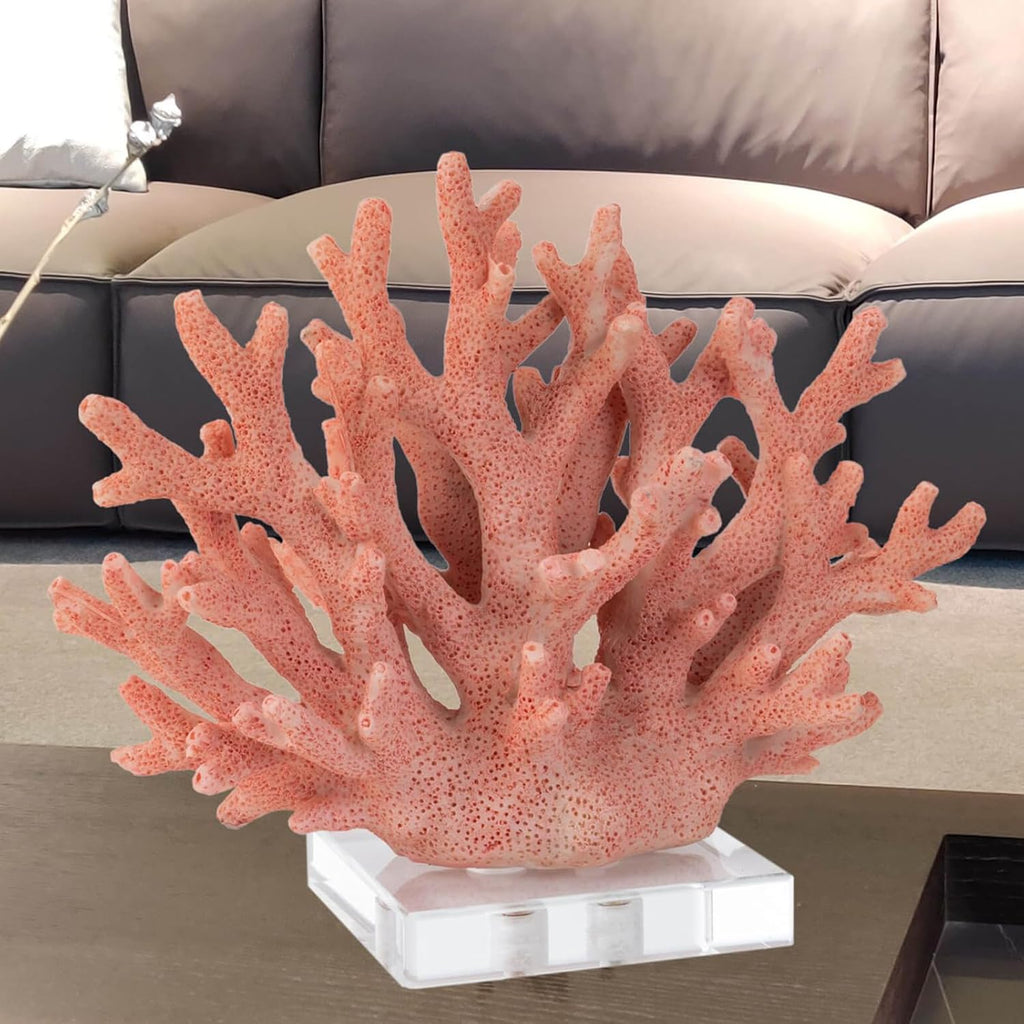 Coral Reef Decor Faux Coral Decor Resin Coral Home Decoration Coral Standing Décor Coral Sculpture with Acrylic Base Pink