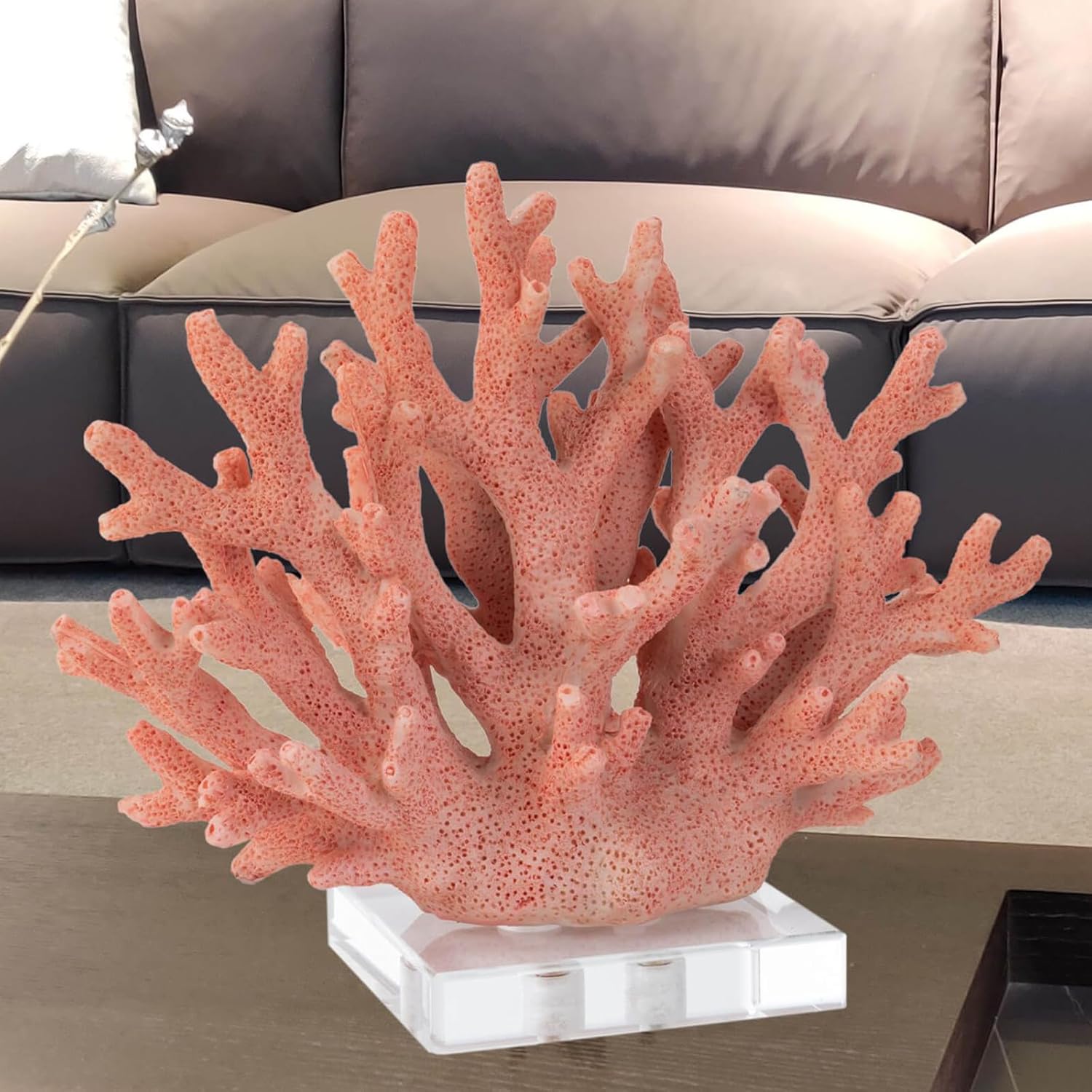 Coral Reef Decor Faux Coral Decor Resin Coral Home Decoration Coral Standing Décor Coral Sculpture with Acrylic Base Pink