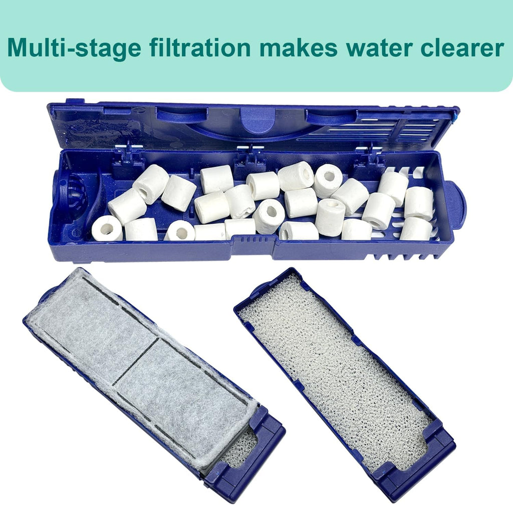 2 Set Aquarium Filter Media Compatible with Fluval U3 Underwater Filter, Include 4 Carbon Foam Filter Pads, 4 Sponge Filters and 1 Ceramic Ring, Fit for Freshwater and Saltwater Aquariums