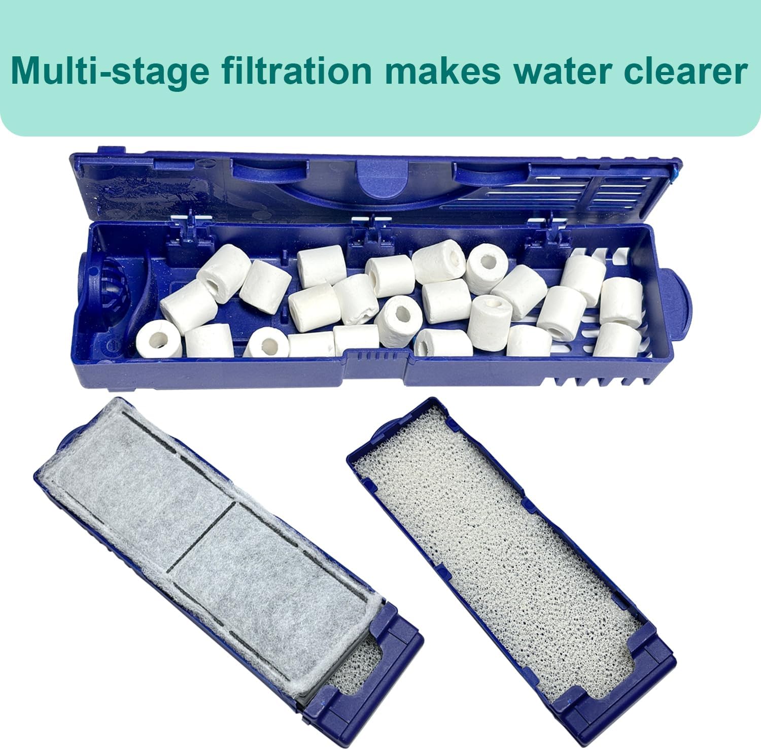 2 Set Aquarium Filter Media Compatible with Fluval U3 Underwater Filter, Include 4 Carbon Foam Filter Pads, 4 Sponge Filters and 1 Ceramic Ring, Fit for Freshwater and Saltwater Aquariums