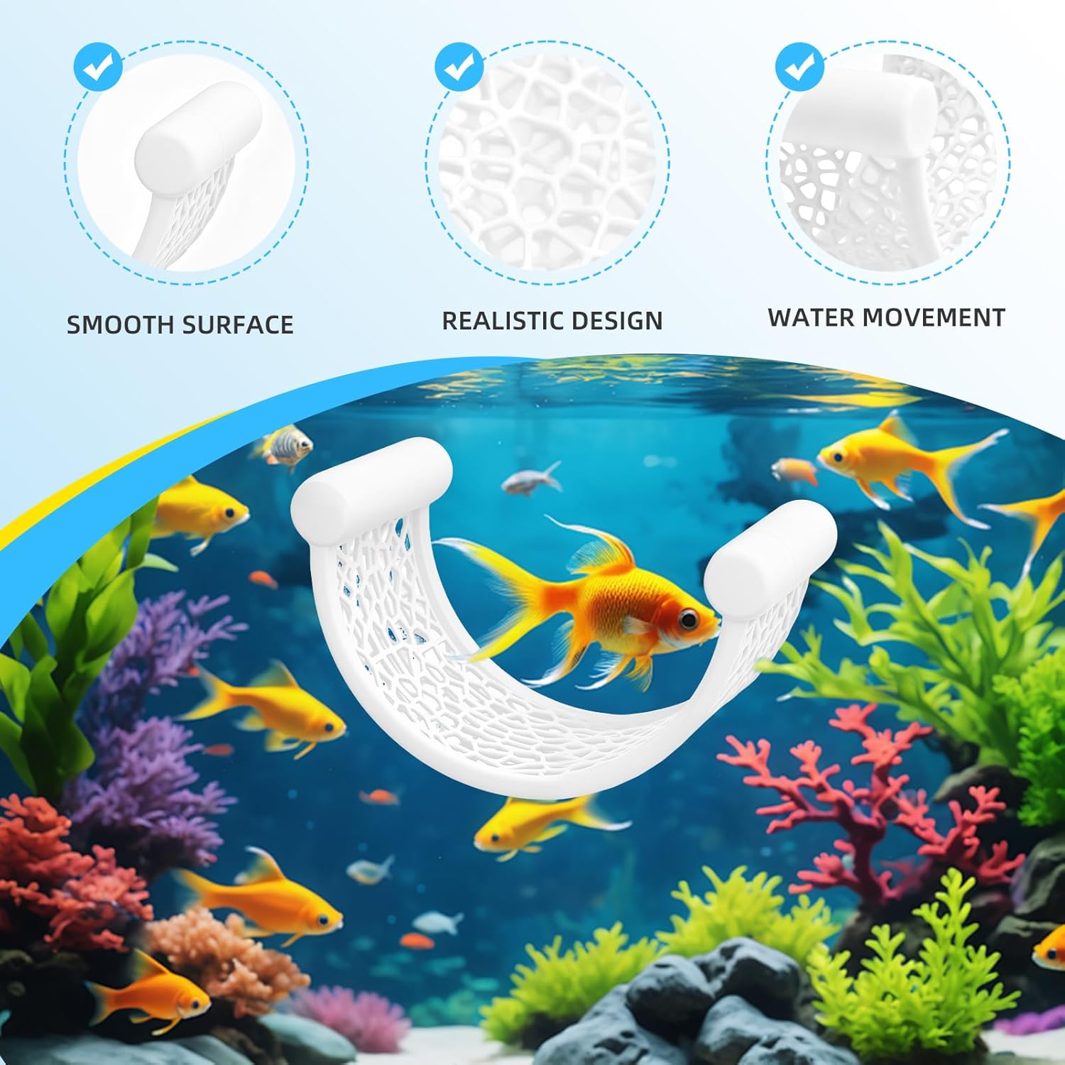 White Betta Fish Hammock,Betta Fish Tank Accessories Decorations,Safe Floating Aquarium Rest Ledge for Bettas,Nano Fishs,Small Fish Shrimp (White)