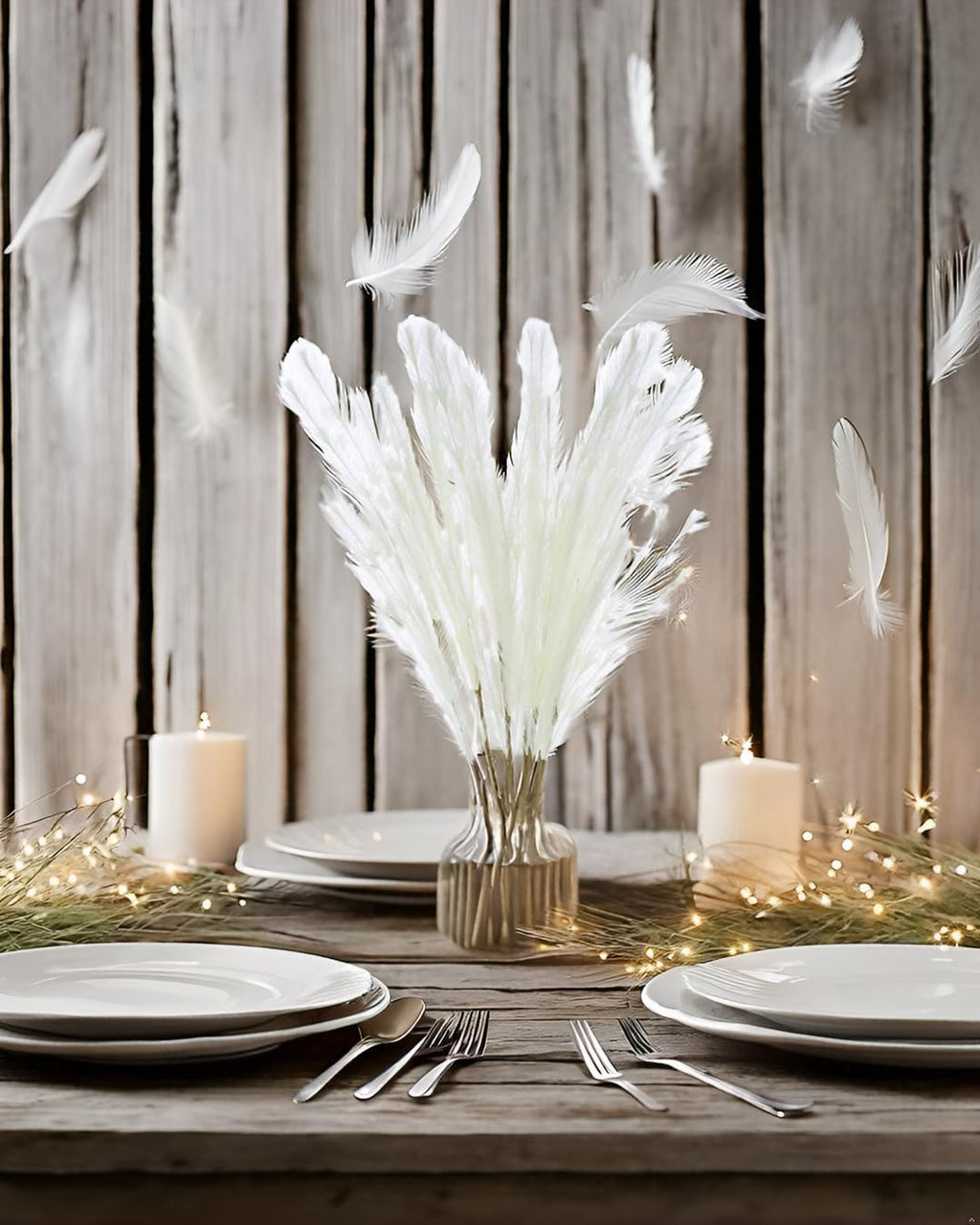 UiiziC Faux Pampas Grass 8 PCS 30"/76cm Dried Fluffy Artificial Flowers Ascendant Grass for Vase Fillers Wedding Party Bouquets Home Hotel Centerpieces Decor (White)