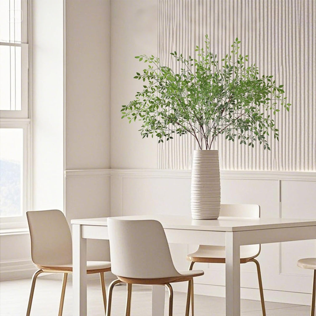 3Pcs Artificial Greenery Stems, 43.3 Inch Nandina Faux Greenery Branches, Tall Faux Plant Stems for Vase, Artificial Plastic Plant Floral for Home Office Wedding, Garden Restaurant Decoration