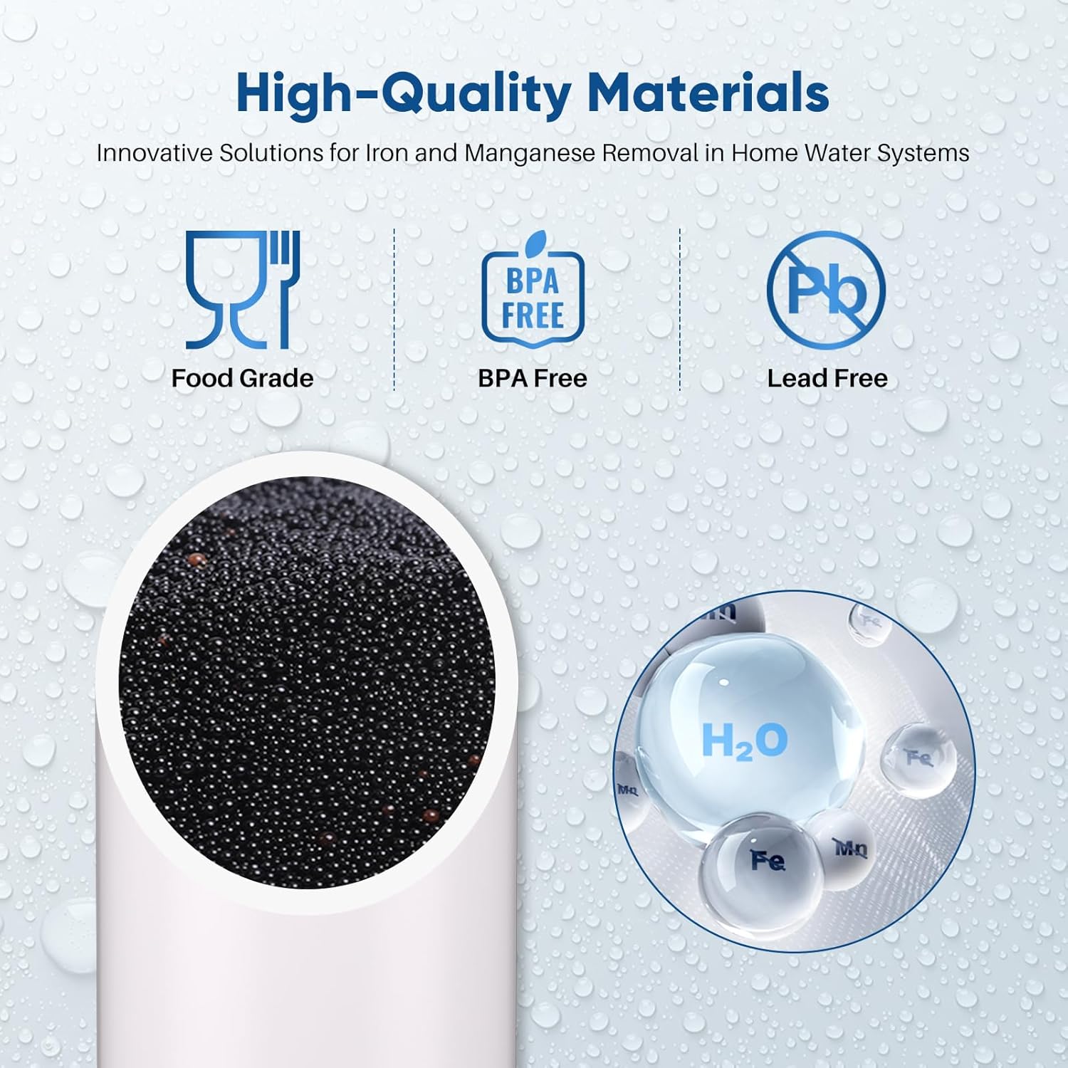 PUREPLUS 10" x 4.5" RFN10BB-SZ Whole House Iron & Manganese Reduce Water Filter Replacement Cartridge, 1 Pack