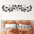 Metal Wall Art, Metal Tree Leaf Wall Decor, Vine Olive Branch Leaf Metal Wall Decor, Leafy Ivy Metal Wall Art, Leaves Metal Wall Decor, Ivy Leaves Hanging Wall Art, Gift Idea (Black, 70"x18"|180x46cm)