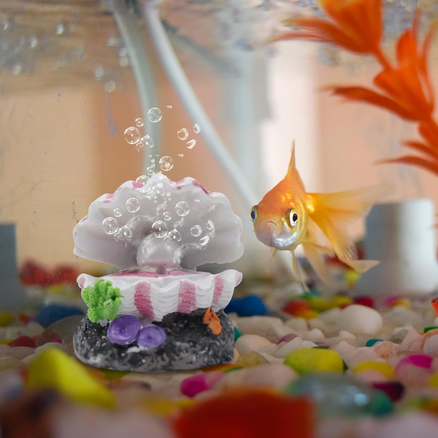 Aquarium Volcano with Air Stone Bubbler Volcano Ornament Fish Tank Bubble Maker Aquarium Air Bubbling Airstones