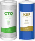 SimPure Whole House Water Filter Cartridges 5 Micron 10" x 4.5" CTO+GAC/KDF 2-Stage Carbon and Heavy Metal Filter Set, for DB10C-2KDF, DB10P, WGB21B-KS, FC15B, FG15B-KS, 1 Set