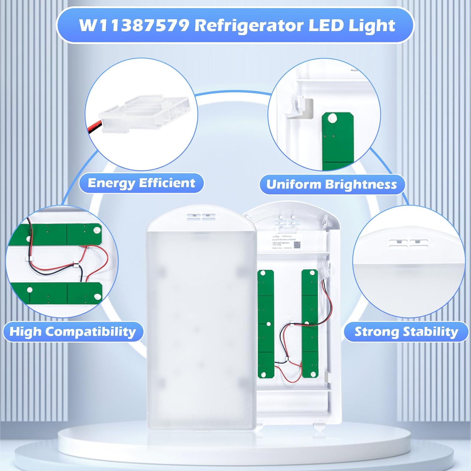 W11527432 Refrigerator LED Light Assy Module Replace W11387579 W11333374 W11042554 W11101384 W11245960 Fits for Whirlpool Maytag Amana Refrigerator LED Light Replacement WRF555SDFZ09 WRX735SDHZ02