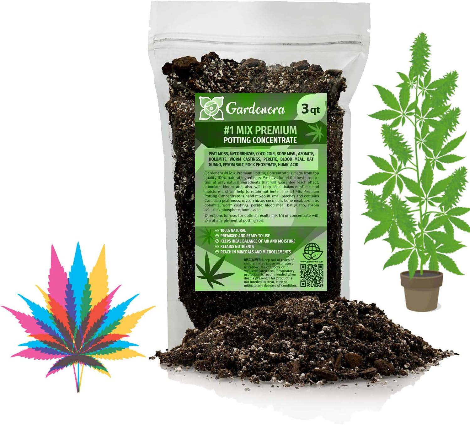 Gardenera Organic Autoflower Plants Potting Soil Mix - Perfect Balance of Nutrients, Drainage, and Aeration for Thriving Autoflower Plants- 3 Quart