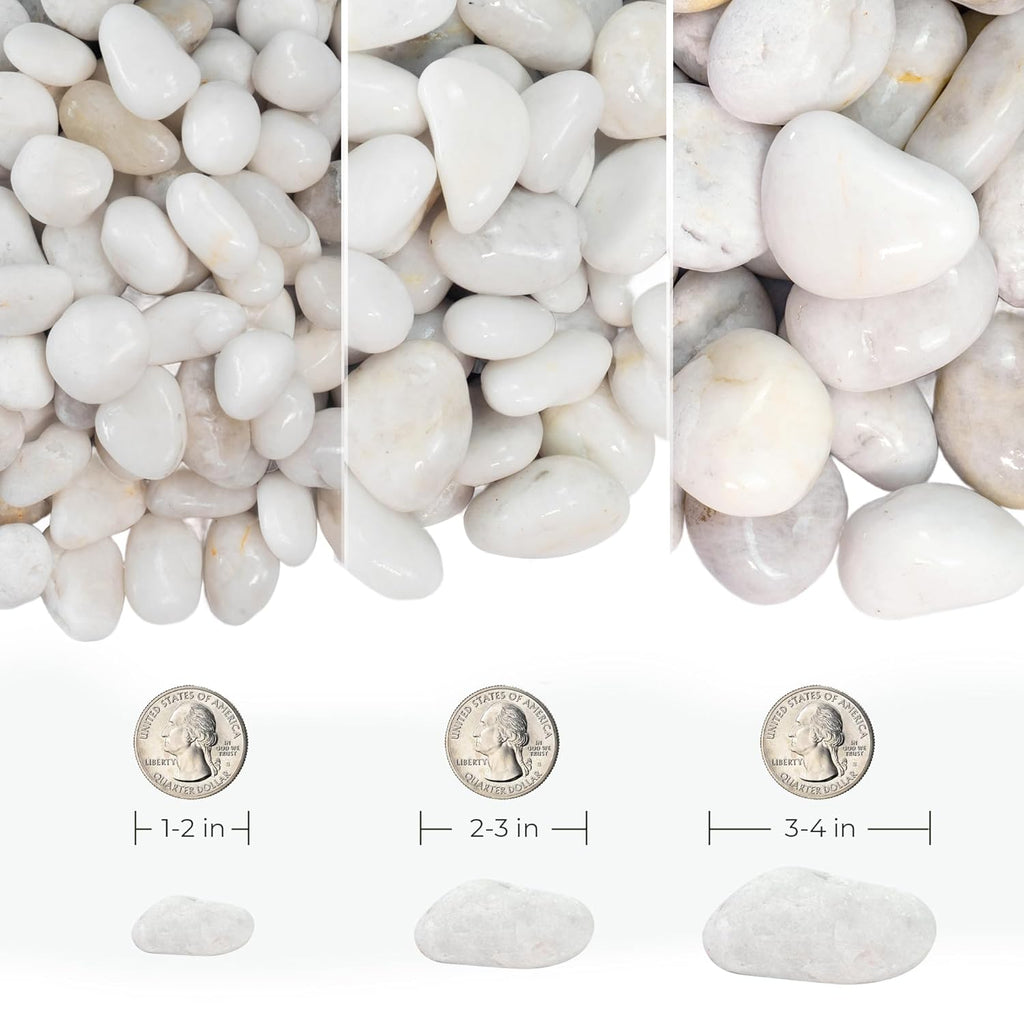 Natural Unpolished Bulk Pebbles 20lbs, 2-3 Inch White River Rocks, Hand-Picked Premium Stones for Landscaping and Garden Design Fish Tank, Flower Pots, Pathways and Backyard
